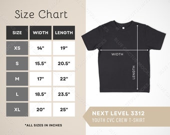 Next Level Youth Size Chart - Etsy