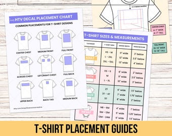 T-shirt Vinyl Placement Guide | HTV Decal Tshirt Size Chart | Cricut Heat  Transfer Vinyl Alignment Guide for Sublimation, Logo Placement - Etsy