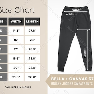 Printful Women's Joggers Size Chart, All-Over Print Joggers