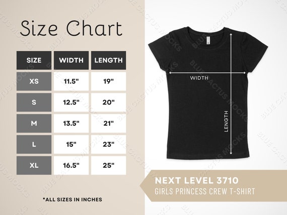 Girl t shirt size chart hotsell