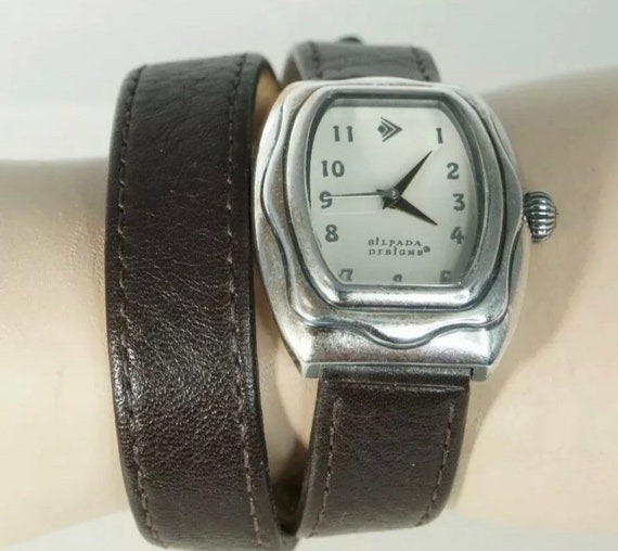 Silpada That\'s a Wrap Double Leather Bracelet Wrap Watch T1896 Silpada Ladies Watch T1896 Leather Double Wrap Strap  main image 4