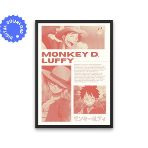 One Piece Luffy Poster Digital Download, Straw Hat Luffy Aesthetic Poster, Anime Home Decor
