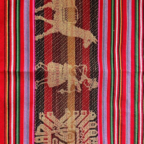 Andean Bolivian Tablecloth Table Runner-Decor-Llama wool-Aguayo-Colored Textiles Fabrics-Cholitas-Llamas