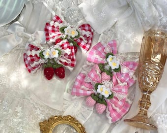 Spinki do włosów truskawkowe — para