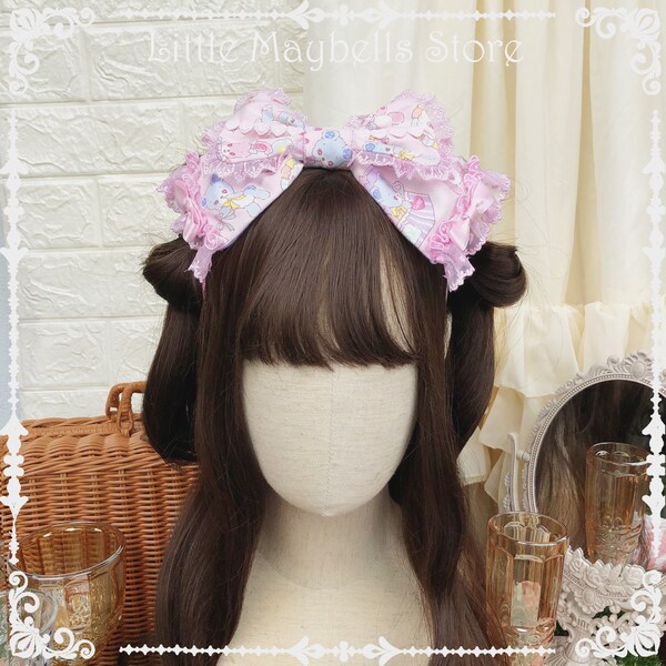 Sweet Lolita Printed KC with Wire, Adjustable Bow