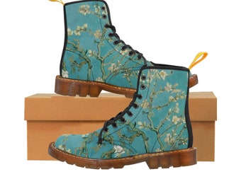 Van Gogh Almond Blossoms Inspired Women's Canvas Boots