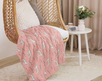 Manta sherpa tigres blancos y flores rosa pálido