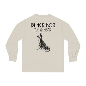Led Zeppelin Black Dog Lyrics (front) /text & illustration (back) - Unisex Long Sleeve Tee (*Navy/Black versions exclude dog on back)