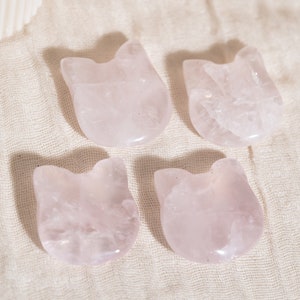 Rose Quartz Kitty Crystal Carving