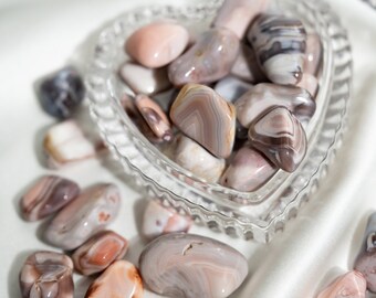 MINI Botswana Agate Tumbled Stones | Set of 5 | Small Polished Natural Botswana Agate Crystals | Root Chakra Stone