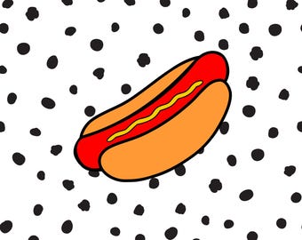 Hot Dog Wall Art Printable | Fun Kitchen Decor | Retro Square Poster | Canvas & Framed Options