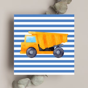 Square Yellow Dump Truck Wall Art, Digital Print
