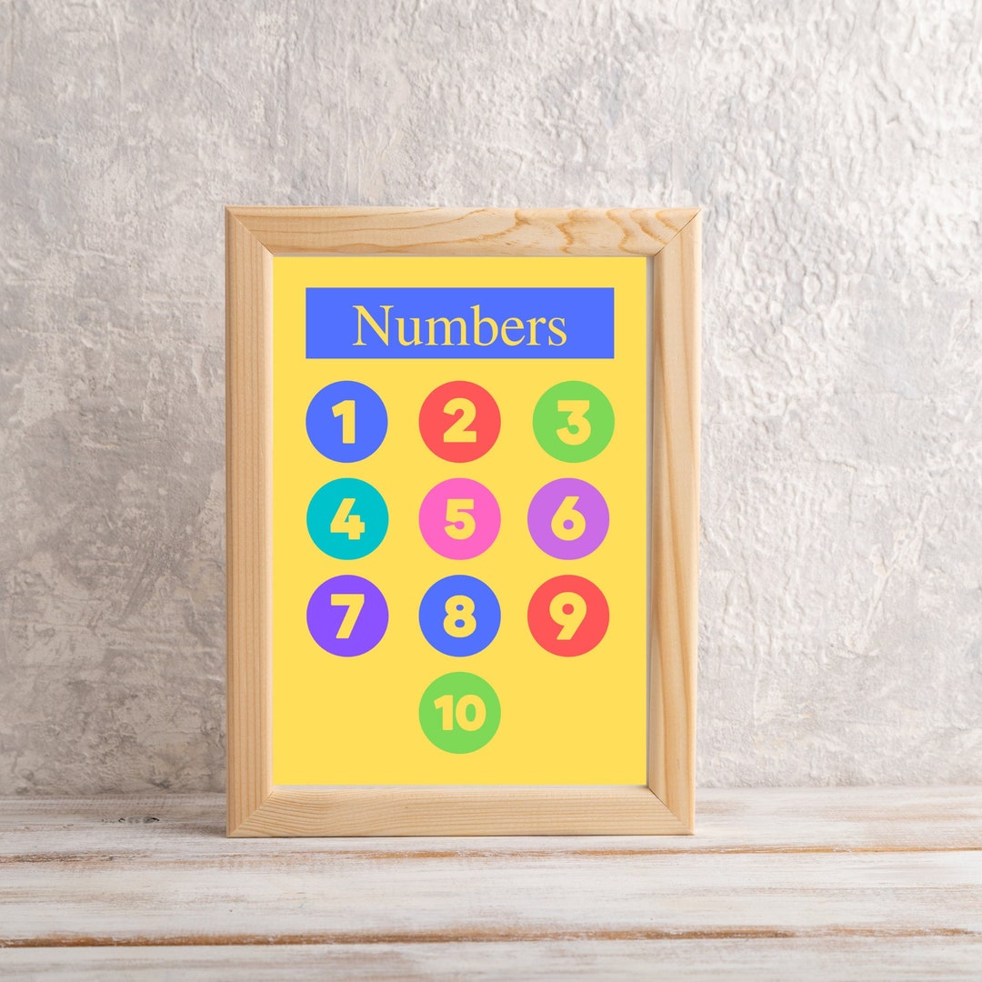 Number Chart Counting 1 To 10 Numbers Educational Digital Etsy