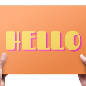 Hello Word Art Printable, Bold and Bright Typographic Art, Hello Home Decor, Hello Positive Poster, Hello Wall Digital Print