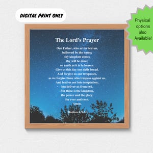 The Lord&#39;s Prayer Wall Art | Christian Scripture Print | Bible Verse Digital Download | Religious Home Decor | Matthew 6:9-13 Printable