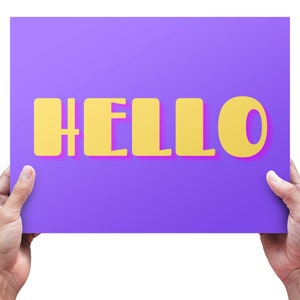 Hello Word Art Digital Print, Bold and Bright Typographic Art, Hello Home Decor, Hello Positive Printable, Hello wall Poster, Digital Print
