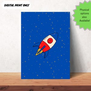 Rocket Ship Nursery Print: Kids Space Room Decor (Digital Download)