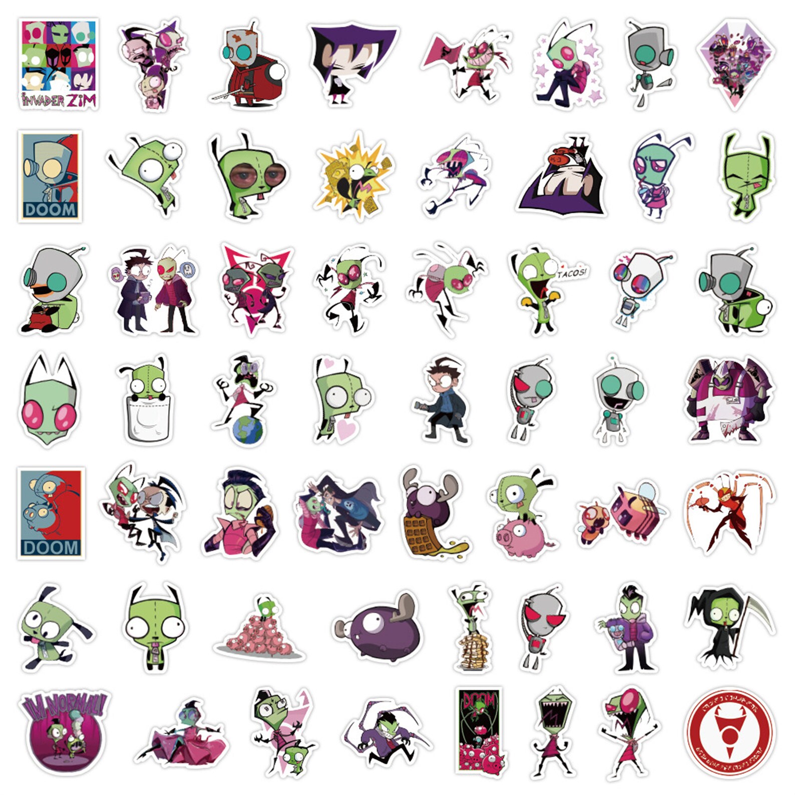 50pcs Invader ZIM Stickers Skateboard Guitar Laptop Luggage Etsy