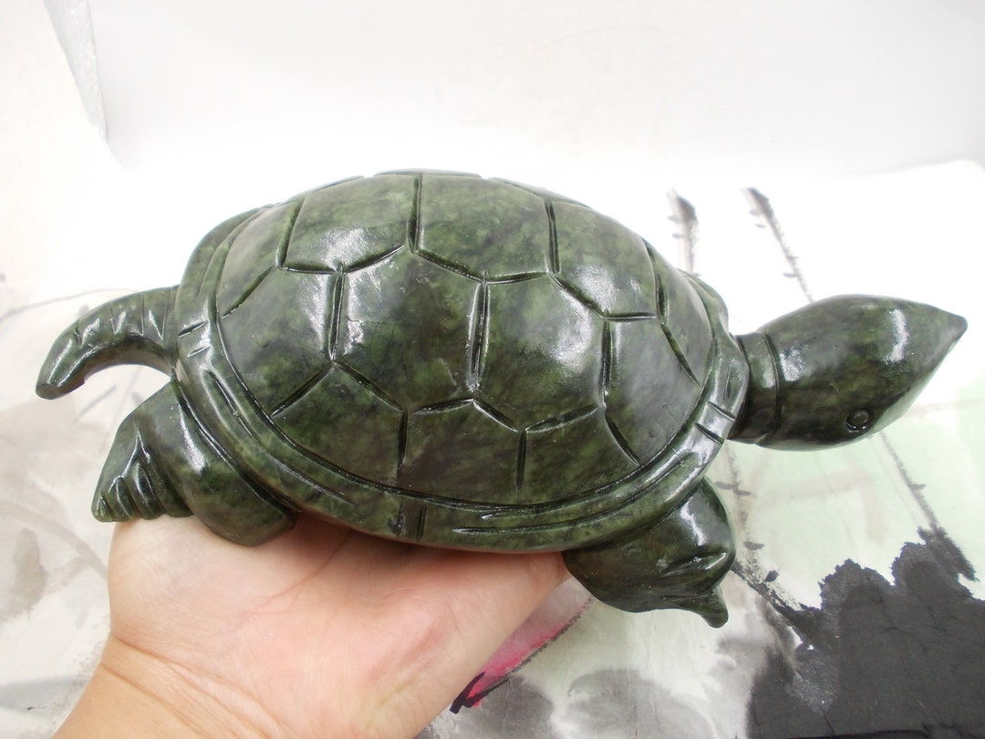 Genuine Nephrite Green Jade Turtle Figurine,crystal Shelled Turtle ...