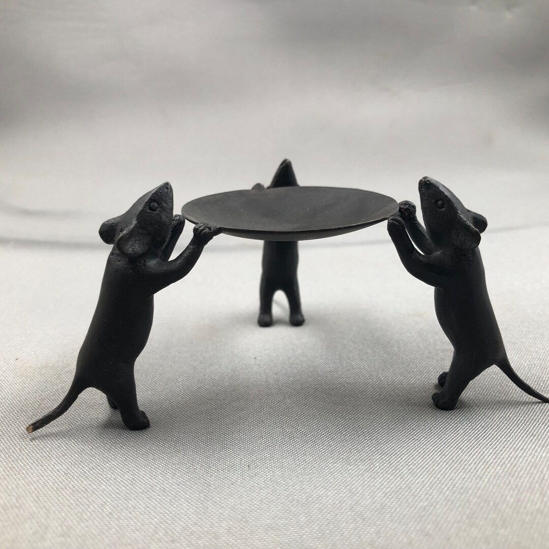 Retro Style Red Copper Three Rats Statue Candlestick Birthday Gift ...
