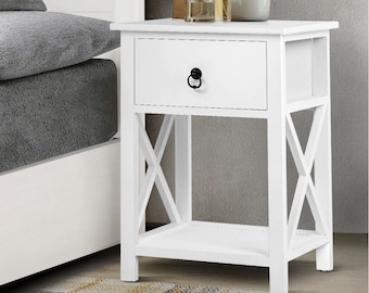 Set of 2 Bedside Tables Drawer | Black White Wood Color Nightstand | Furniture Beroom |  Cabinet Side Table Nightstand