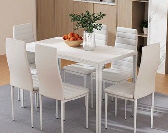 Set 4/6 Black/ White Chairs Table Dining Set, Indoor Modern Dining Table Chair,  Dining Set, Dining Chairs, Furniture, Livingroom