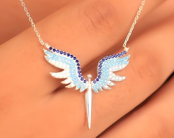 Silver Archangel Michael Wings Necklace for Women Dainty Guardian Angel Necklace Gold Angel Wings Pendant Personalized Gifts for Her Mom