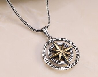 Silver Compass Necklace Women Tiny Compass Pendant Jewelry Gold Coordinate Pendant for Adventurer Nautical Christmas Gift For Her Traveler