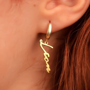 Personalized Name Earrings Custom Nameplate Earrings 925 Sterling Silver Earrings Dainty Nameplate Gift Gold Stud Earrings Mothers Day Gift