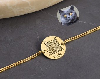 Custom Pet Photo Bracelet Pet Memorial Bracelet Pet Lover Photo Bracelet Cat Photo Bracelet Pet Remembrance Personalized Gift for Pet Lover