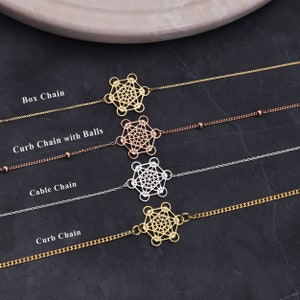 Pulsera Metatron plateada, Pulsera Metatron Cube para mujer, Pulsera Metatron personalizada, Joyería espiritual delicada, Regalo personalizado dorado para ella