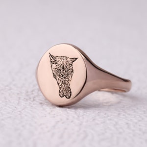 Custom Pet Photo Ring Gold Pet Memorial Ring Silver Personalized Dog Cat Ring for Women Dainty Pet Remembrance Ring Personalize Gift for Her