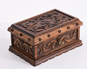 Walnut Puzzle Box With Hidden Key Dainty Lock Box Vintage Wooden