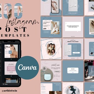 100 Instagram post templates / Fashion Feed / Small Business Templates / Canva Templates / Blogger / Content Creator