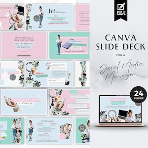 ウェビナー スライド デッキ Canva テンプレート、ソーシャル メディア マネージャー向けのモダンなプレゼンテーション テンプレート、ウェビナー ケース スタディ、ピンク パステル、BB2503A