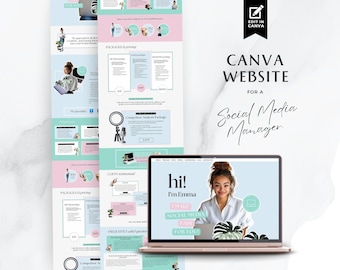 Plantilla de sitio web Canva para administrador de redes sociales, página de destino única para asistente virtual, portafolio, editable, moderna, pastel, BB2503A