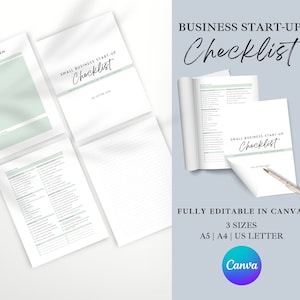 Business Start-Up Checklist, Small Business Checklist, Editable Checklist, Canva Business Checklist, INSTANT DOWNLOAD, WM004