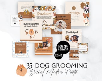 Hundefriseur-Instagram-Beiträge, Hunde-Social-Media-Vorlagen, bearbeitbar in Canva, Welpeninhalte, mobile Hundewaschanlage, Doggy Business, Pawdicure, BB012
