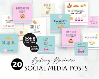Bakery Instagram Post, Cake Business Social Media, Puns, Editable Canva Template For Small Bakery Businesses, Bakery Branding Kit, BB009