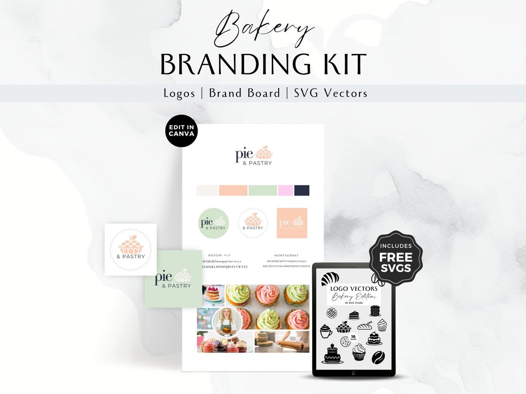Canva Branding Template for Bakery Brand Mood Board Kit DIY Logo