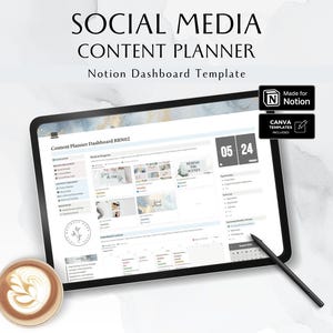 Puede incluir: Una captura de pantalla de una plantilla de tablero de Notion para la planificación de contenido en redes sociales. La plantilla incluye secciones para ideas de contenido, trabajo en progreso, contenido programado y una vista de calendario. La plantilla está diseñada para ayudar a los usuarios a planificar y organizar su contenido en redes sociales.