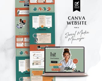 Canva Website Template for Social Media Manager, Virtual Assistant Single Landing Page, Portfolio, Editable, Modern, Terracotta, BB2502A