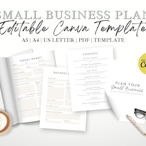 Business Plan Template Start Up, Business Plan Canva Template, Small Business Guide, Printable Template, Minimal Business WM004