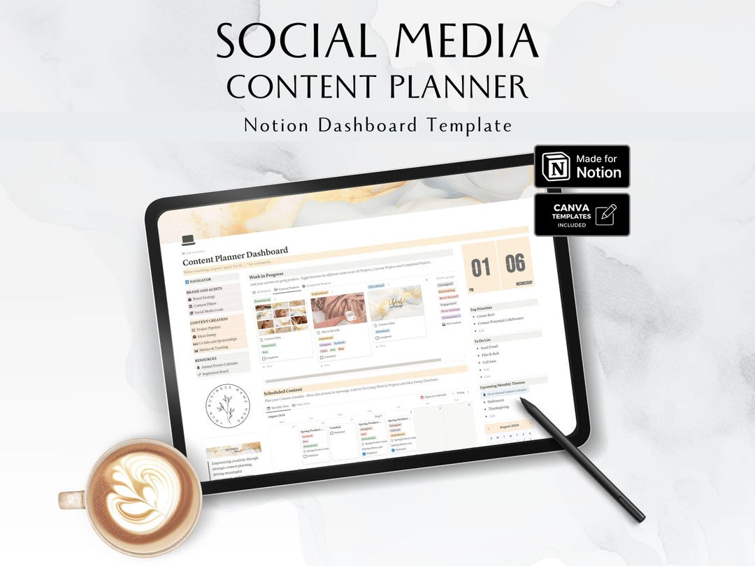 Social Media Content Planner Notion Template, UGC Content Creator ...