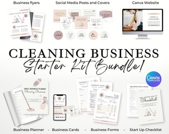 Cleaning Business Startup Bundle, Cleaning Business Forms, House Cleaning Agreement, Price List, Social Media, Business Card Template, 005SW