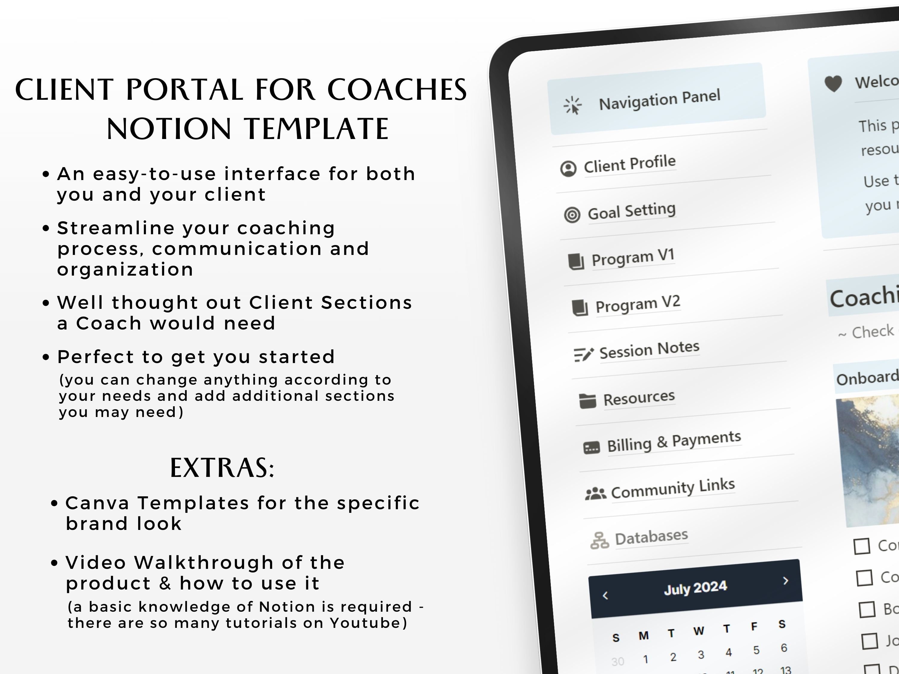 Coaching Client Portal Notion Template, Client Onboarding, Course ...