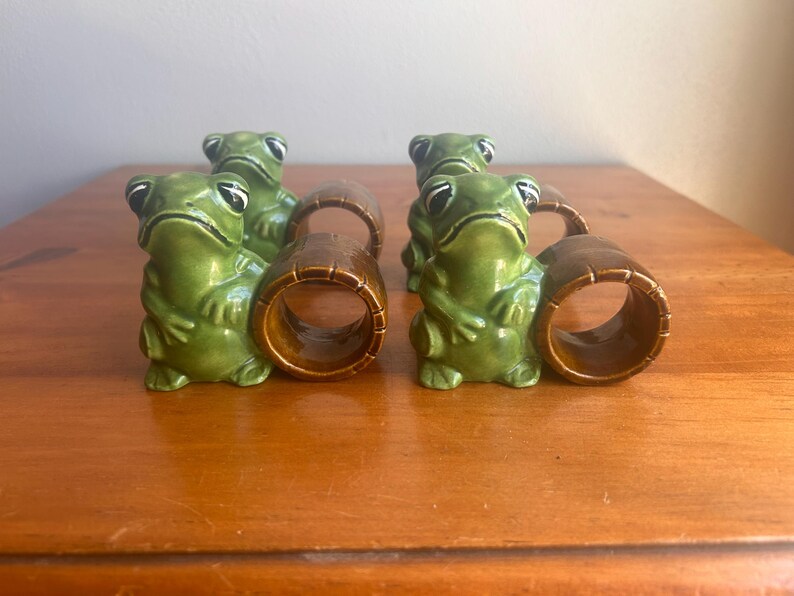 Vintage Ceramic Frog Napkin Rings - Set of 4 - Vintage Dining Decor ...