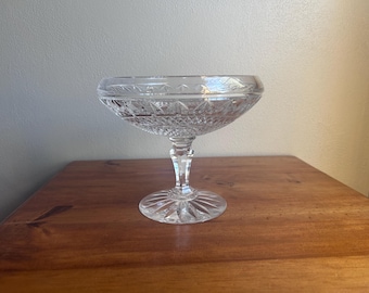 Vintage Waterford Crystal “Ballina” round compote bowl, crystal pedestal bowl, crystal dinnerware, made in Ireland, open candy bowl