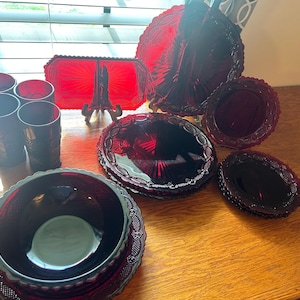 Vintage Avon Cape Cod Ruby Red Glass Dinnerware - Choose Your Piece