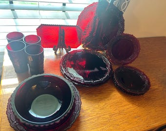 Vintage Avon Cape Cod Ruby Red Glass Dinnerware - Choose Your Piece